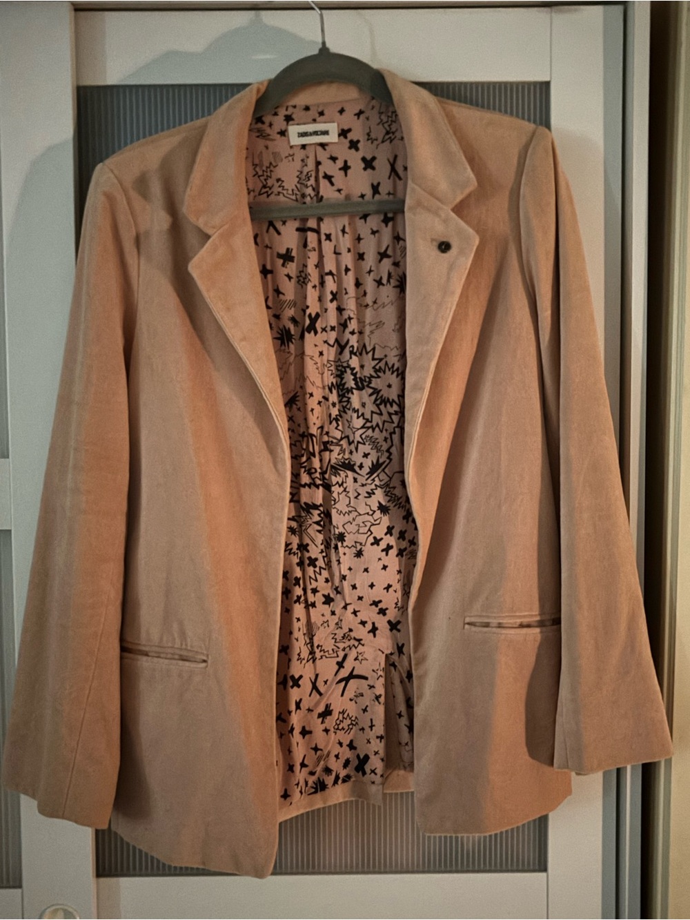 Zadig & Voltaire Suede-Feel Blazer in Dusty Pink